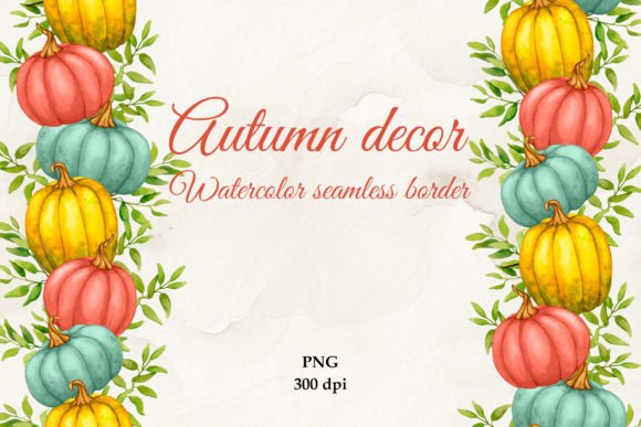 Autumn Decor Seamless Border: A Watercolor Asset for Fall Projects