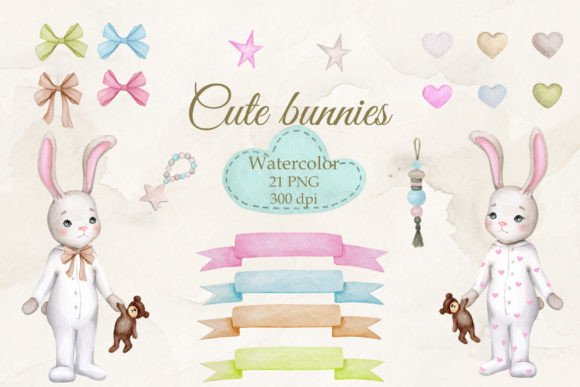 Charming Watercolor Bunnies: Perfect for Baby Projects