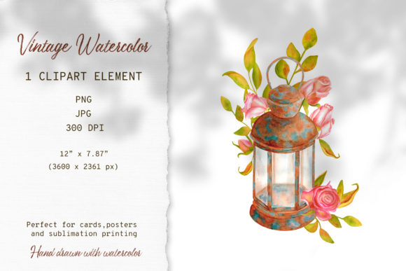 Charming Watercolor Vintage Lantern Clipart for DIY Projects