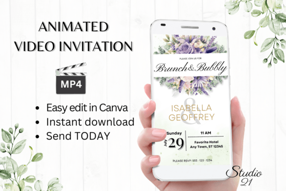 Digital Wedding Brunch Invite W9416: Modern Elegance