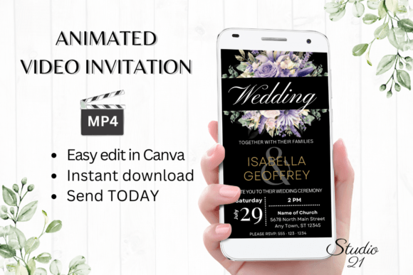 Digital Wedding Invitation W8417: A Modern Animated Template