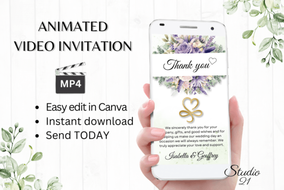 Digital Wedding Thank You W9416TU: A Modern Script for Gratitude