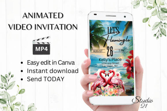 Instantly Set the Vibe with the Digital Let's Flamingle Party Invite