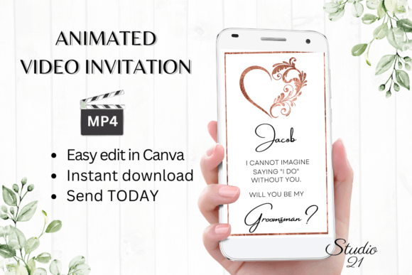 Minimalist Groomsman Proposal W3920GM: A Modern Digital Invitation Solution