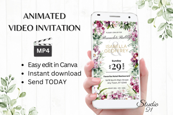 Orchids Wedding Brunch Invite W9450: Effortless Elegance for Your Digital Day