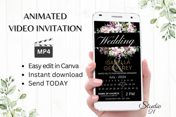 Orchids Wedding Invitation W8457B: Digital Template Guide
