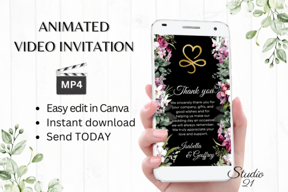 Orchids Wedding Thank You W9455TU: Elegant Script for Lasting Impressions