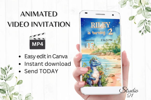 Roar Into Style: The Smartphone Dinosaur Birthday Invitation