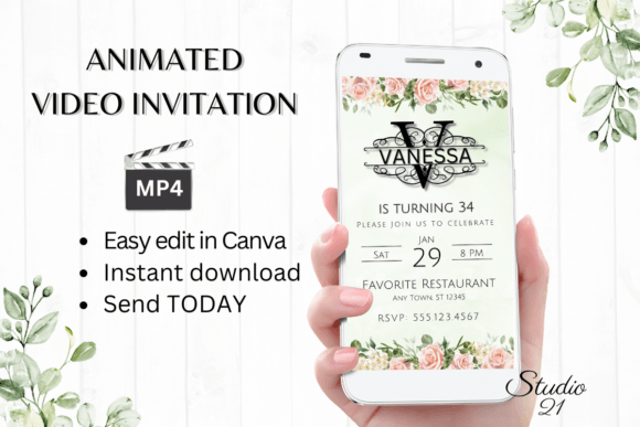 Smartphone Invitation (Monogram V): Your Digital Event Starter