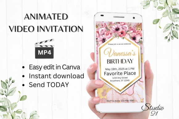 Smartphone Marble Birthday Invitation: A Modern Twist on Digital Elegance