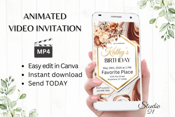 Stunning Electronic Marble Birthday Invitations You Can Edit Now