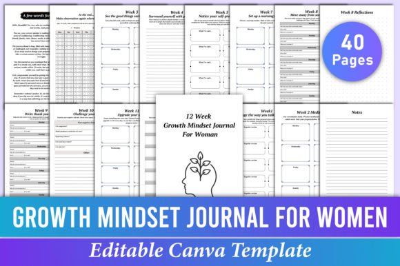 Transform Your Goals with the 12 Week Growth Mindset Journal Woman KDP